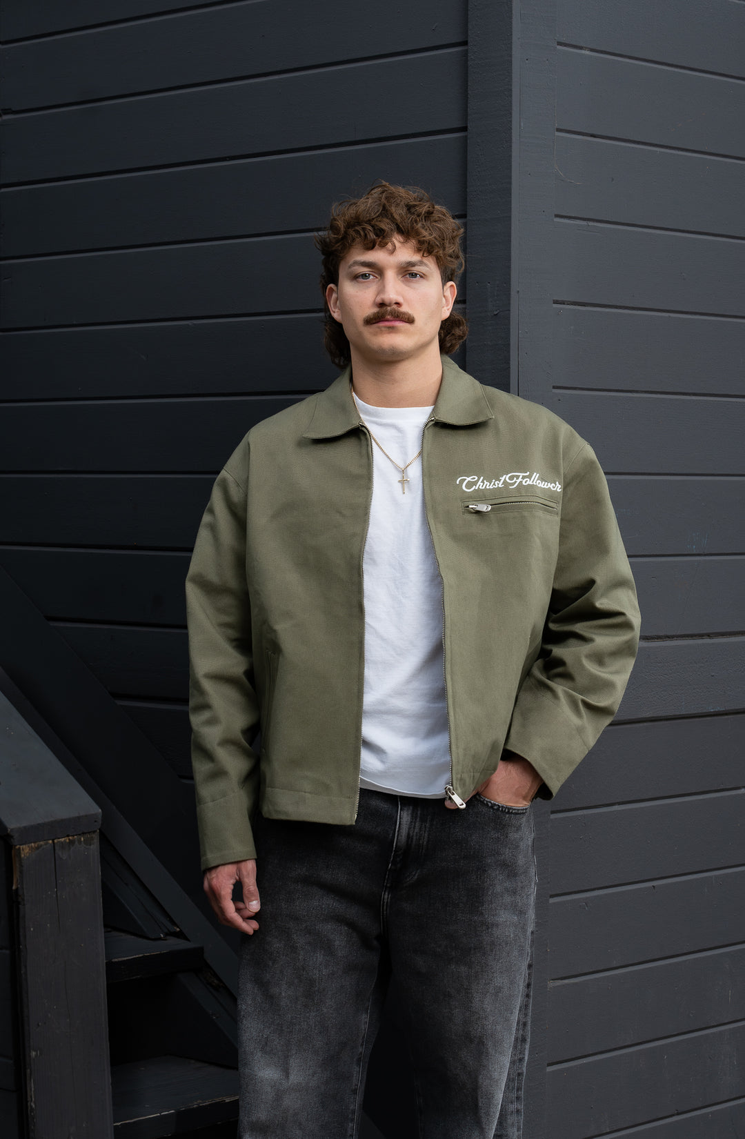 Born Again Chain-Stitched Work Jacket – Olive