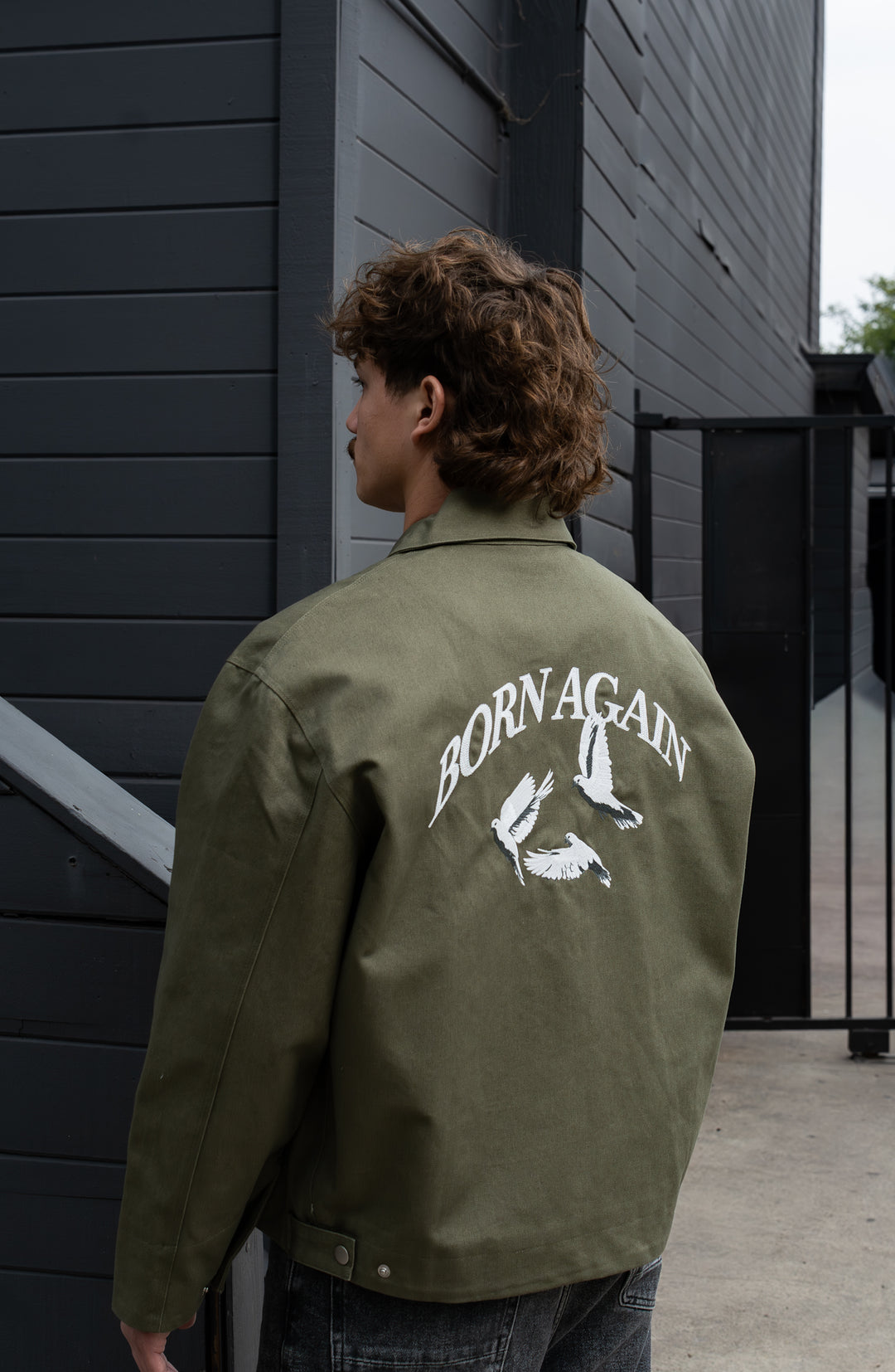 Born Again Chain-Stitched Work Jacket – Olive